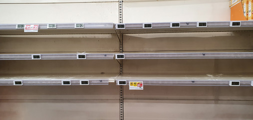 Emtpy shelves in supermarkets because of Coronavirus COVID-19.