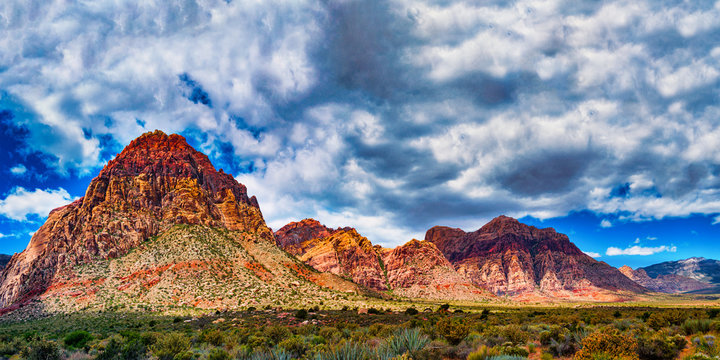 Clouds build at Red Rock Canyon National Conservation Area in Las Vegas, NV