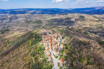 Fototapeta na wymiar An aerial view of picturesque village Draguc, Istria, Croatia