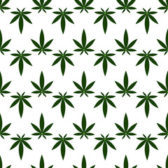 Seamless pattern with marijuana leaf. Cannabis background. Pattern can be used for fabric design, wallpaper, wrapping papers. Isolated vector illustration.