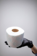 Coronavirus COVID-19 hysteria with toilet paper / illustrative presentation about real panic stockpiling.