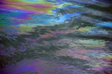 The color texture of motor oil on the water