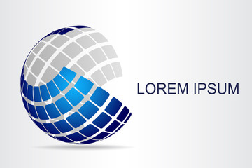 Abstract technology logo stylized spherical surface with abstract shapes. This logo is suitable for global company, world technologies, media and publicity agencies