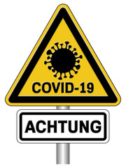 Warnschild vor Coronavirus
