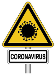 Warnschild vor Coronavirus