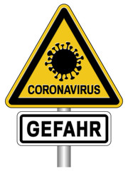 Warnschild vor Coronavirus