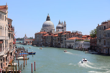 View of Venice with boats in the Grand Canal