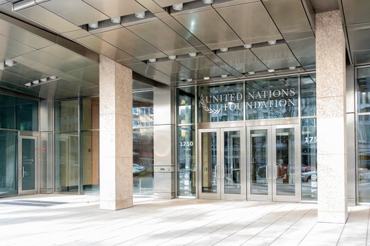 Washington, D.C., USA - January, 12,  2020: Entrance And Sign Of United Nations Foundation In Washington, D.C., USA, Launched In 1998 To Support The United Nations' Causes.