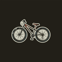 Original vector illustration, icon in retro style. Sports bicycle with large wheels.