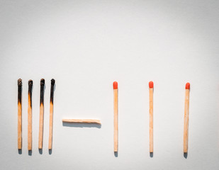 Social distance concept shows how to stop spreading of corona virus pandemic. Matchstick concept illustrating epidemic safety. Keep the distance to avoid contagion.