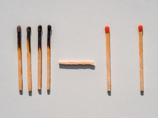 Social distance concept shows how to stop spreading of corona virus pandemic. Matchstick concept illustrating epidemic safety. Keep the distance to avoid contagion.