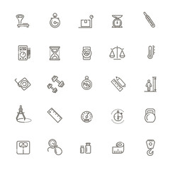 Measuring related web icon set - outline icon set, vector, thin line icons collection