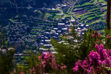 cascading schist village on the mountain