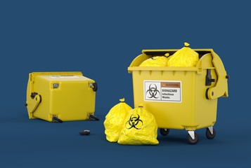full trash container with garbage bags