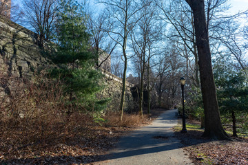 Empty Path at Riverside Park in Morningside Heights of New York City