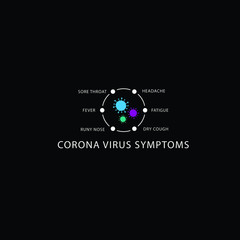 Corona Virus 2020. Wuhan virus disease, virus infections prevention methods Corona Virus Logo Symbol