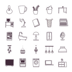 Isolated home line style icon set vector design