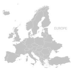 Europe with countries Map grey © FourLeafLover