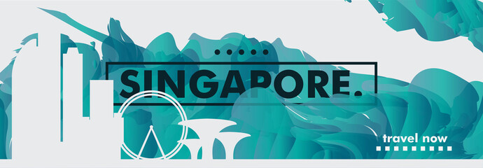 Singapore skyline city gradient vector banner