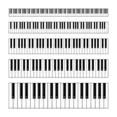 Realistic piano keys set. Musical instrument keyboard. Vector illustration.