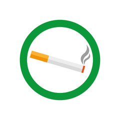 Smoking area vector and smoke icon in green circle
