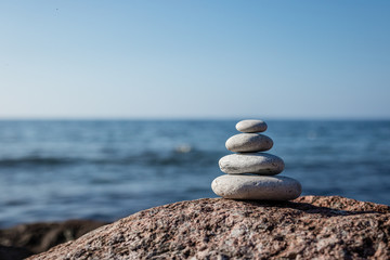 Fototapeta premium Pile of rocks by the sea