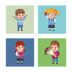 happy teachers day card with students