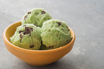 Ice cream of mint and chocolate