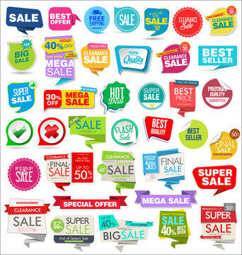 Modern sale stickers tags banners and badges collection