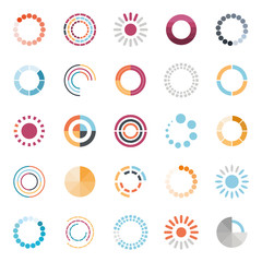 loading circles flat style icon set vector design
