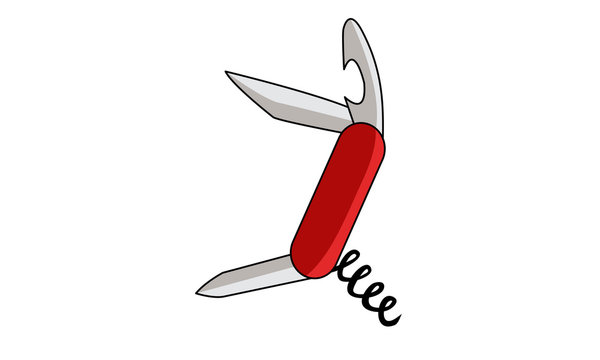 Swiss knife. This image can be used to design a blog about hiking, traveling, hunting