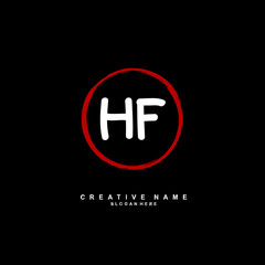 Obraz premium H F HF Initial logo template vector. Letter logo concept