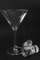 black and white glass cup