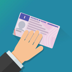 Presentare la patente di guida italiana rosa (design piatto)