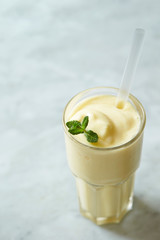 Vanilla shake with mint leaves 