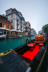 Gondolas in a beautiful street in Venice, Italy