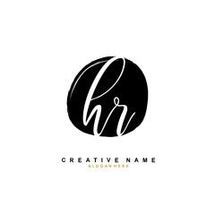 Fototapeta premium H R HR Initial logo template vector. Letter logo concept