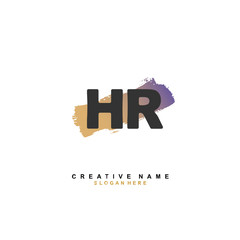 H R HR Initial logo template vector. Letter logo concept