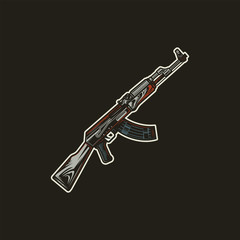 Naklejka premium Automatic weapon. Original vector illustration, icon in retro style.