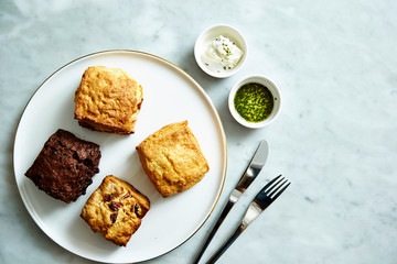 British scones with spread and sauce 