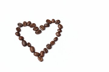 Brown heart made from Arabica coffee beans