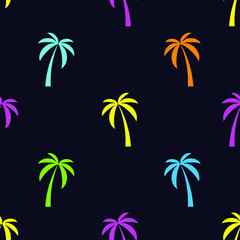 Abstract seamless pattern with multicolored palm trees. Summer print