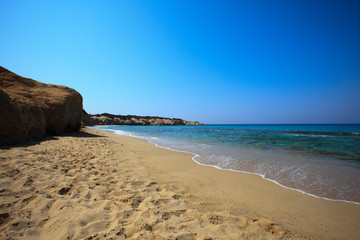 Alyko beach, Naxos / Greece - August 24, 2014: Alyko beach view in Naxos, Cyclades Islands, Greece