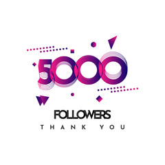 Thank You 5000 Followers Celebration Vector Illustration Template Design