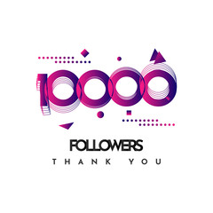 Thank You 10000 Followers Celebration Vector Illustration Template Design