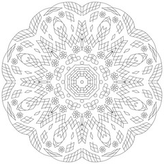 Hand drawn zentangle circular ornament for coloring page.