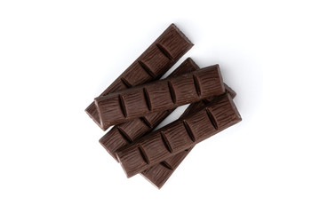 Dark chocolate bar with peanut isolated on white.