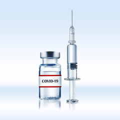  Spritze ind Impfstoff gegen das Covid-19 Virus
