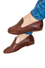Isolated female leather shoes
