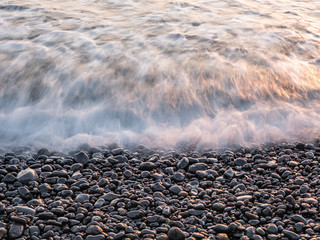 The surf on volcanic black beach in Lanzarote, Canary Islands